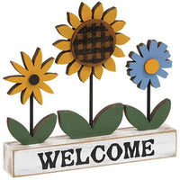 Welcome Triple Flower Sitter - The Fox Decor