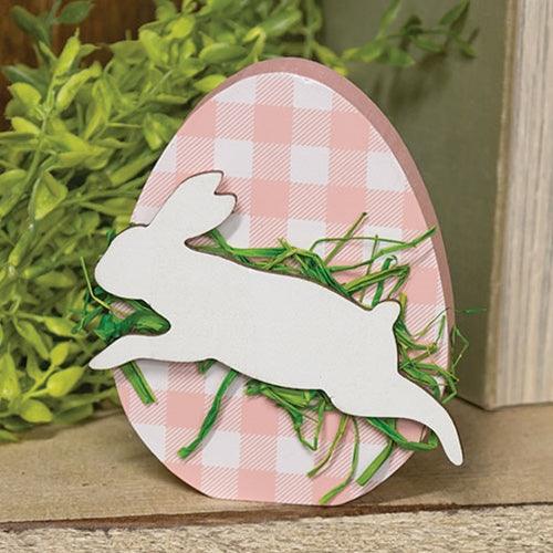 Hopping Bunny Pink Plaid Egg Sitter - The Fox Decor