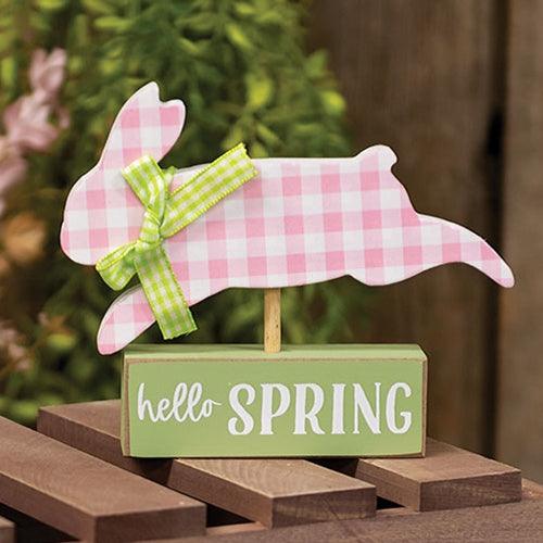 Pink & White Buffalo Check Bunny on Hello Spring Sitter - The Fox Decor