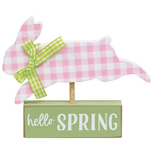 Pink & White Buffalo Check Bunny on Hello Spring Sitter - The Fox Decor