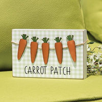 Carrot Patch Green & White Buffalo Check Box Sign - The Fox Decor