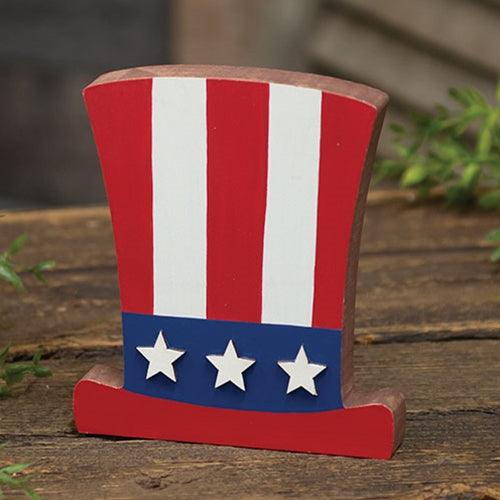 Wooden Uncle Sam Hat Block Sitter - The Fox Decor
