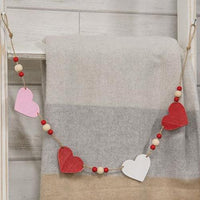 Beaded Wooden Hearts Mini Garland - The Fox Decor