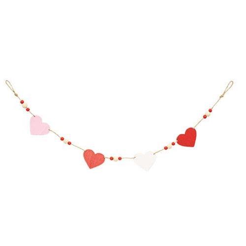 Beaded Wooden Hearts Mini Garland - The Fox Decor