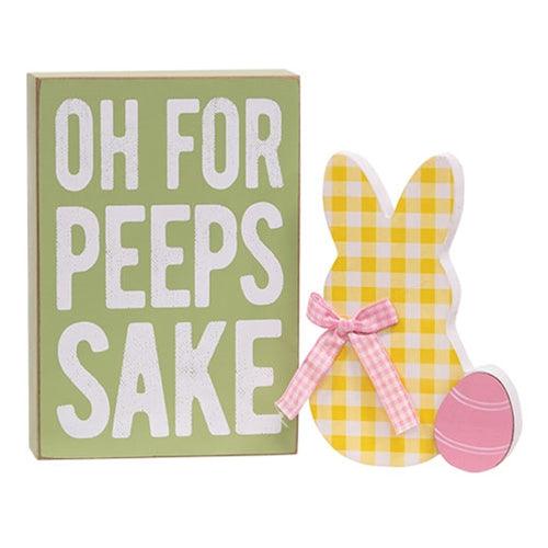 +2 Set For Peeps Sake Box Sign & Chunky Bunny Sitter - The Fox Decor