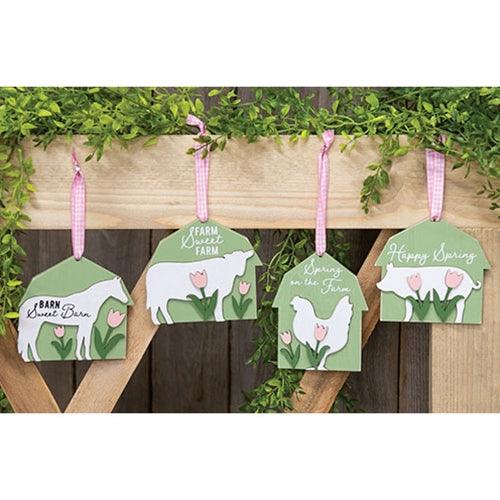 Spring Barn Animal & Tulip Layered Ornament 4 Asstd - The Fox Decor