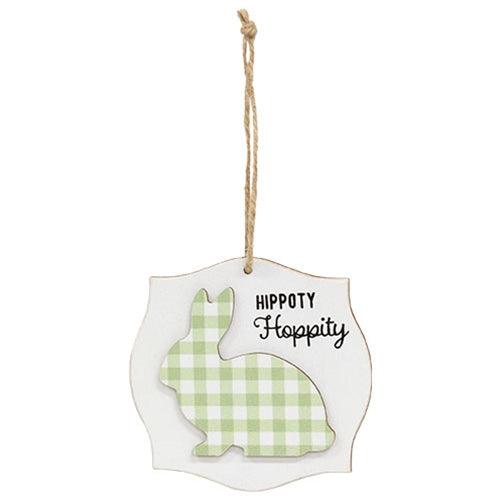 Layered Buffalo Check Easter Bunny Blessings Ornament 3 Asstd - The Fox Decor