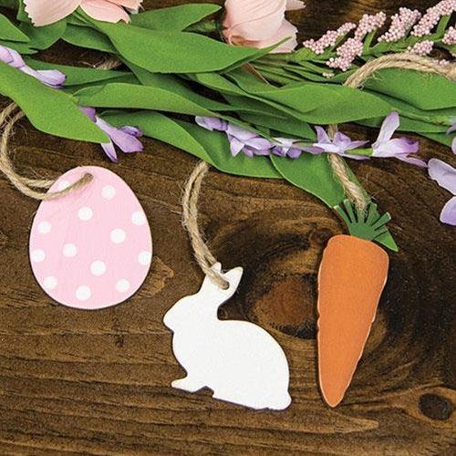 3 Set Carrot Bunny Easter Egg Wooden Ornaments - The Fox Decor