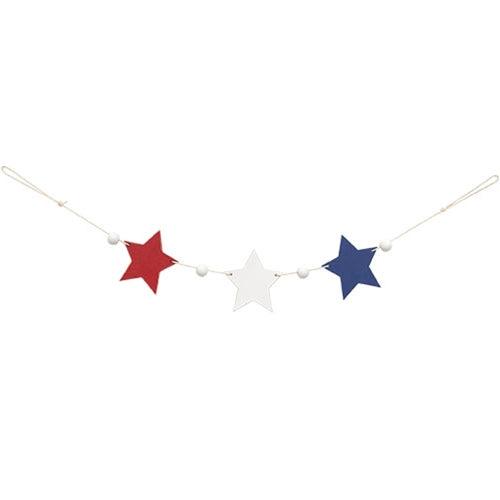 Wooden Americana Stars & Beads Mini Garland - The Fox Decor