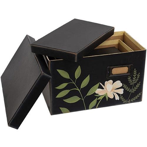 3 Set Leafy Floral File Boxes - The Fox Decor