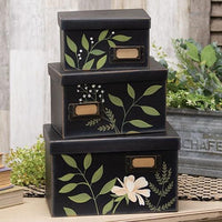 3 Set Leafy Floral File Boxes - The Fox Decor