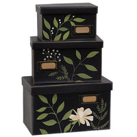 3 Set Leafy Floral File Boxes - The Fox Decor