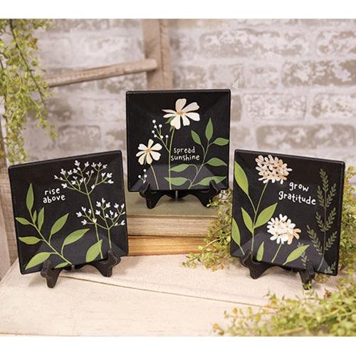 Spread Sunshine Floral Square Plate 3 Asstd - The Fox Decor