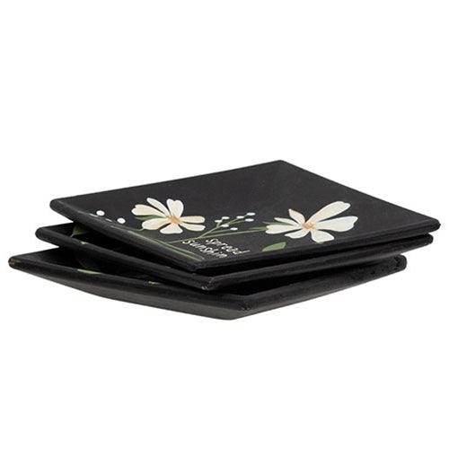 Spread Sunshine Floral Square Plate 3 Asstd - The Fox Decor