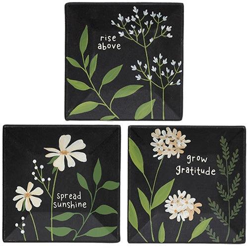 Spread Sunshine Floral Square Plate 3 Asstd - The Fox Decor