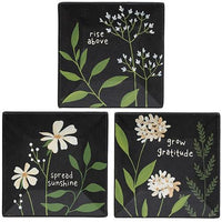 Spread Sunshine Floral Square Plate 3 Asstd - The Fox Decor