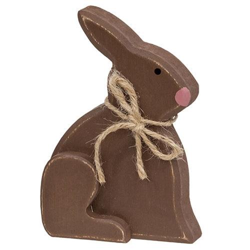 Small Distressed Wooden Chunky Sitting Bunny 2 Asstd - The Fox Decor