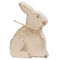 Small Distressed Wooden Chunky Sitting Bunny 2 Asstd - The Fox Decor