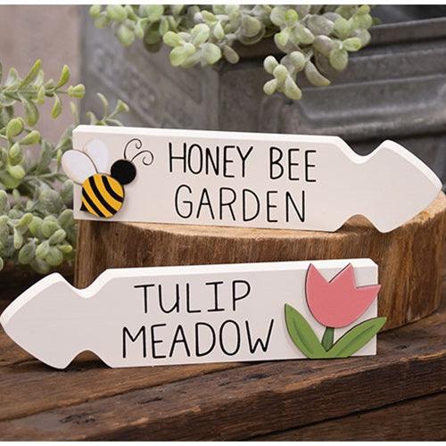 Honey Bee Garden Tulip Meadow Arrow Sitter 2 Asstd - The Fox Decor