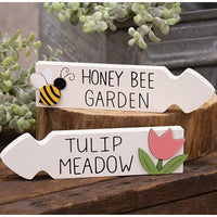 Honey Bee Garden Tulip Meadow Arrow Sitter 2 Asstd - The Fox Decor