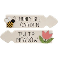 Honey Bee Garden Tulip Meadow Arrow Sitter 2 Asstd - The Fox Decor