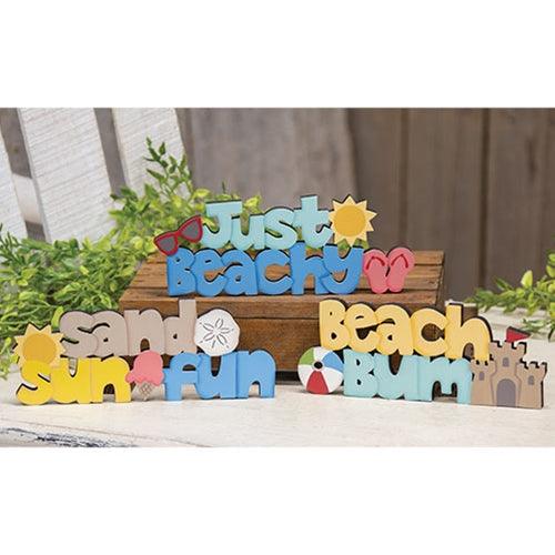 Beach Bum Wooden Word Sitter 3 Asstd - The Fox Decor