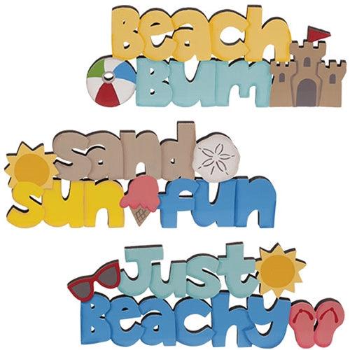 Beach Bum Wooden Word Sitter 3 Asstd - The Fox Decor