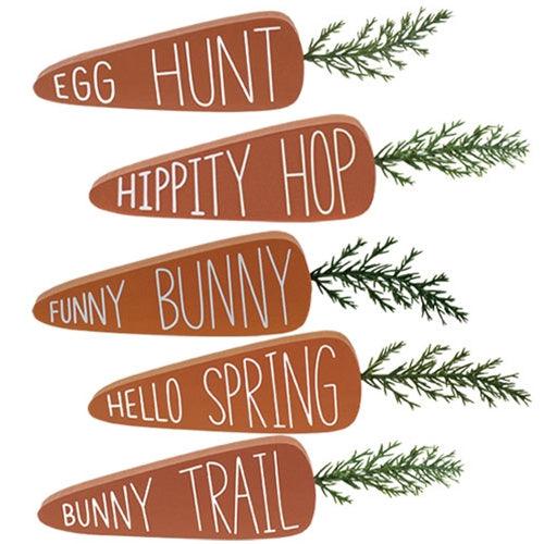 Easter Words Chunky Carrot Sitter 5 Asstd - The Fox Decor