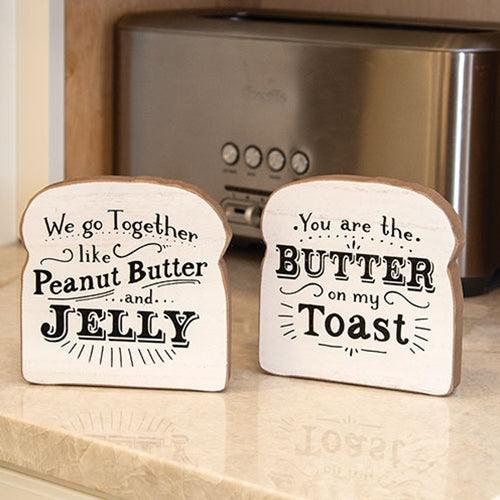 Butter On My Toast Block Sitter 2 Asstd - The Fox Decor