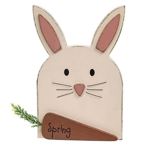 Wooden Layered Bunny Head w Spring Carrot Easel - The Fox Decor