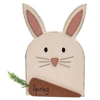 Wooden Layered Bunny Head w Spring Carrot Easel - The Fox Decor