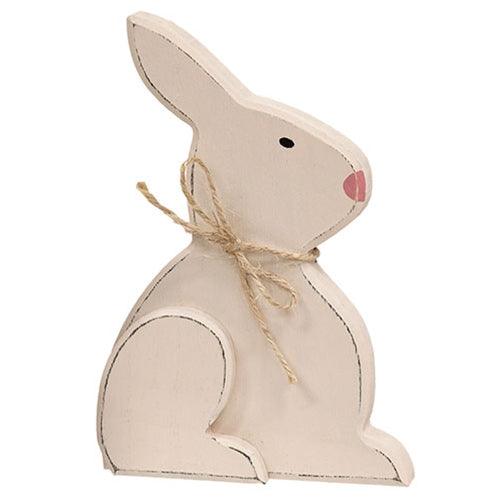 Large Distressed Wooden Chunky Sitting Bunny 2 Asstd - The Fox Decor