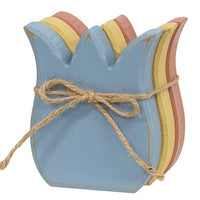 3 Set Distressed Wooden Tulip Head Bundle - The Fox Decor