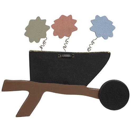 Wooden Farmers Market Wheelbarrow Sign w Springy Flowers - The Fox Decor