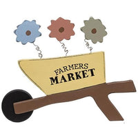 Wooden Farmers Market Wheelbarrow Sign w Springy Flowers - The Fox Decor