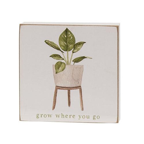 Love Grows Here House Plant Square Block 4 Asstd - The Fox Decor