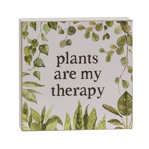 Plants Are My Therapy Box Sign 2 Asstd - The Fox Decor