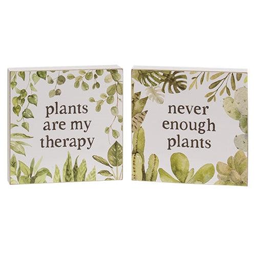 Plants Are My Therapy Box Sign 2 Asstd - The Fox Decor