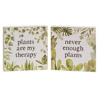 Plants Are My Therapy Box Sign 2 Asstd - The Fox Decor