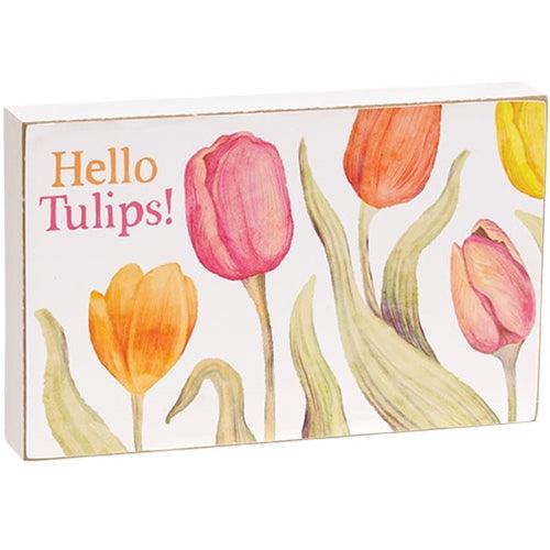 Happy Spring Tulip Box Sign 3 Asstd - The Fox Decor