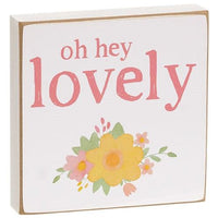 Oh Hey Lovely Floral Square Block 4 Asstd - The Fox Decor