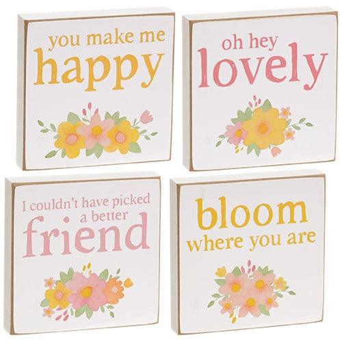Oh Hey Lovely Floral Square Block 4 Asstd - The Fox Decor
