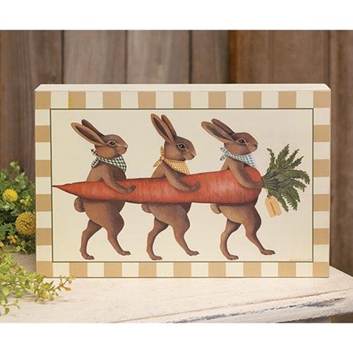 1st Place Carrot Bunny Trio Box Sign - The Fox Decor