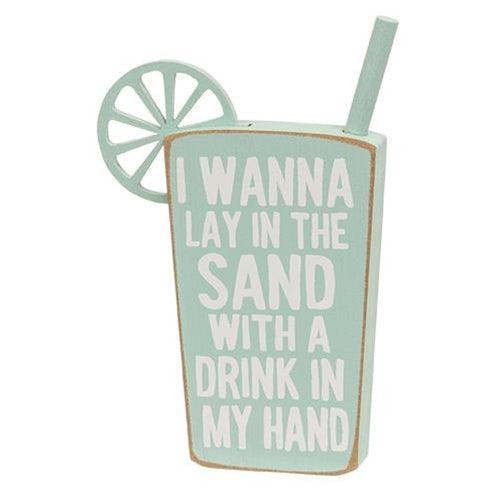 Beach Drink Block Sitter 3 Asstd - The Fox Decor