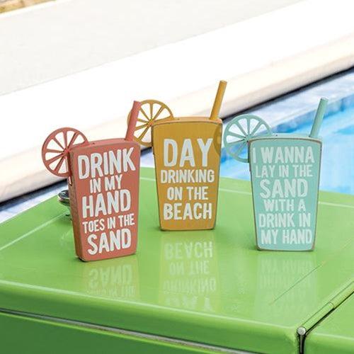 Beach Drink Block Sitter 3 Asstd - The Fox Decor