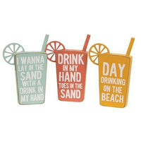 Beach Drink Block Sitter 3 Asstd - The Fox Decor