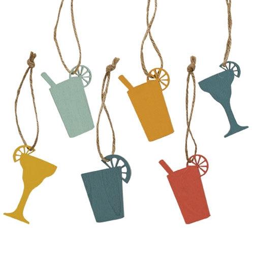 6 Set Summer Drinks Wooden Ornaments - The Fox Decor