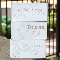 Dream Believe Be Kind Floral Block 3 Asstd - The Fox Decor