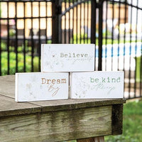 Dream Believe Be Kind Floral Block 3 Asstd - The Fox Decor