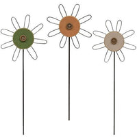 Wooden Button Flower Houseplant Poke 3 Asstd - The Fox Decor